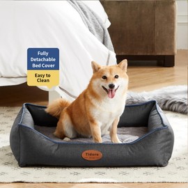 Tidore Orthopedic Dog Beds for Medium Dogs, Durable Egg Crate Foam Sofa Dog Bed wit Washable Removable Cover,Waterproof Lining,Pet Bed for Large Dogs (Peacock Blue, 26.4" L x 21.7" W x 6.2" Th)