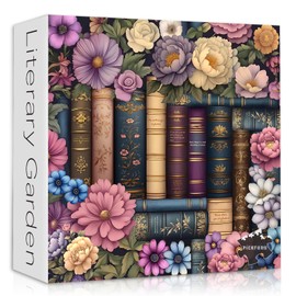 PIKFORU Wildflower Pages Puzzle Jigsaw Puzzles 1000 Pieces, Vintage Book Flower Puzzle Bookshelf Library, Retro Literary Garden Floral Aesthetic Art for Book Lovers