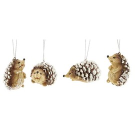 Transpac Wintry Resin Hedgehog Ornament Figurines - Set of 4 Assorted