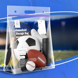 15 XX-Large Plastic Storage Bags, 10 Gallons, Zero BPA, Double Zipper Seal, 3 Mils Thick, Double Layer Carry Handle, 24"x20"x7", Moving, Seasonal, Travel