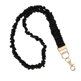 lasuroa Stretchy Scrunchie Lanyard for ID Cards, Keys, Teacher Collar with Safety Clip, Soft Elastic Band, Key Ring, Card Holder for Women, Nurses, Doctors (Black)