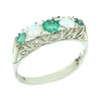 Luxury Solid Sterling Silver Natural Emerald & Opal Victorian Style