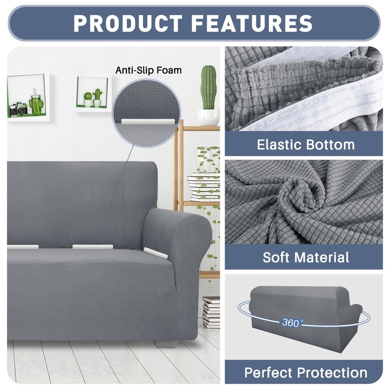 JIVINER High Stretch Couch Covers for 3 Cushion Couch 1-Piece