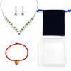 JunyiDIY Elegant Green Crystal Necklace Earrings Set | Zircon Chain