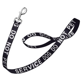 Dogline Black - Service Dog DO NOT PET Nylon Leash Printed with Reflective Letters for Small Medium and Large Dogs Do Not Pet ESA Training Working W 5/8" x L 4 ft