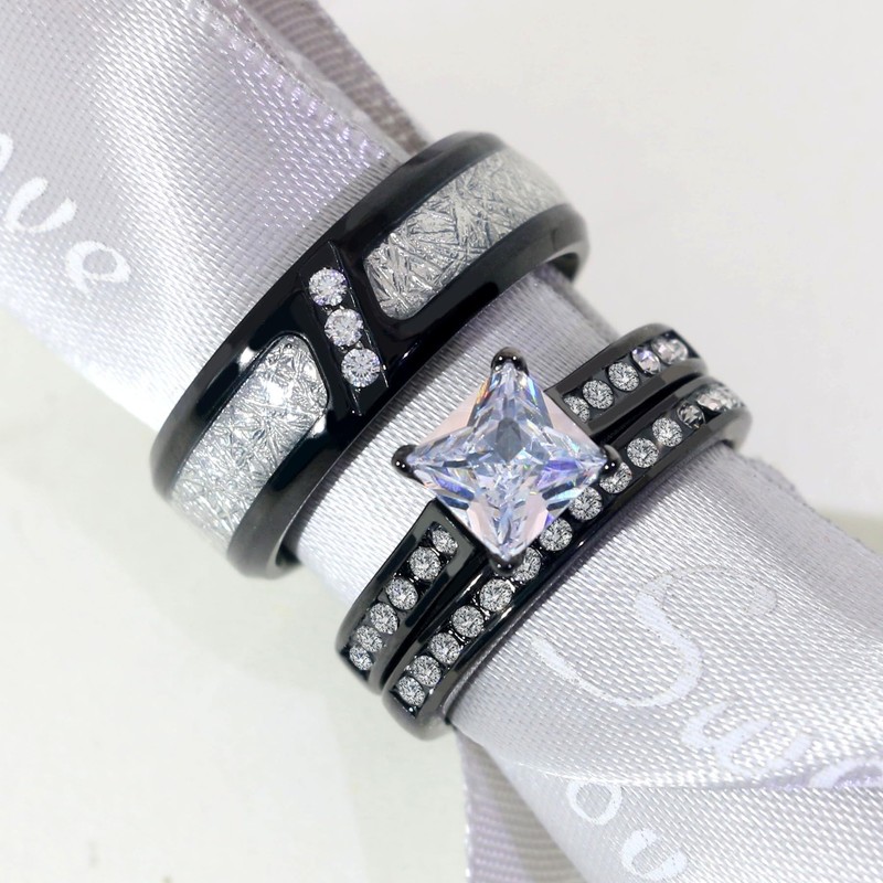 lvrong Couple Rings His Her Wedding Ring for Him and