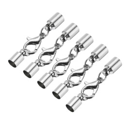 MECCANIXITY 5 Piezas Tapones de Extremo de Cordón 4.5mm ID Plata Cobre Columna Tapones de Extremo de Barril para Pulseras Collares Borlas Cordón de Cuero