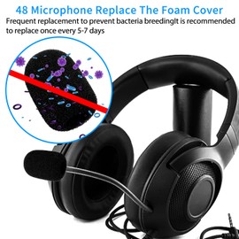 Pack of 48 Pop Protection Microphone, Lavalier Wind Protection, Microphone Wind Protection, Mini Microphone Headset Windscreen, for Small Microphone, Lavalier Headphones, 8 x 22 x 30 mm (Black)