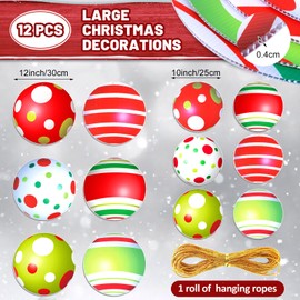 12 Pcs Christmas Yard Hanging Ornaments Christmas Yard Decoration 12 Inch/10 Inch Double Sided Cardboard Outdoor Christmas Decor for Xmas Tree Porch Yard Decor