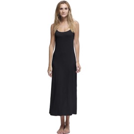 Papicutew Women's Long Full Cami Slip Dress Sleeveless Nightgowns (Black, XX-Large)