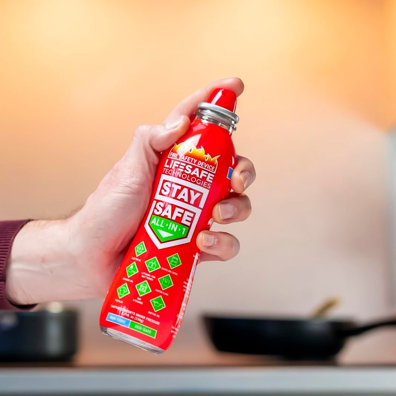 LifeSafe Technologies StaySafe All-in-1 Portable Fire Extinguisher, Compact Fire Spray