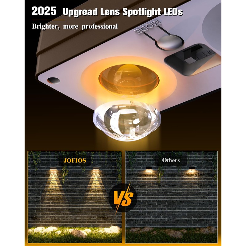 JOFIOS Solar Fence Lights 8 Pack Brown, 50 Lumens Outdoor