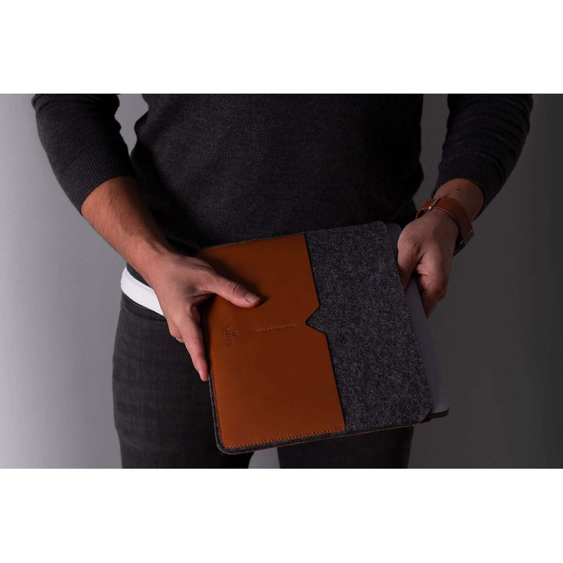 Harber London Classic - Leather and felt Laptop Sleeve (Macbook