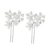 Baluue U-Shaped Hair Pins 6pcs Red Pearl Floral Hair Sticks