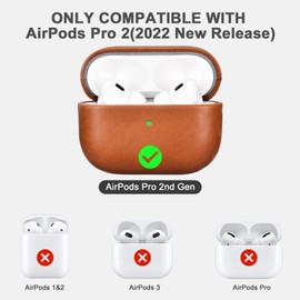 AirPods Pro 2 Case, Genuine Leather (released September 2022 only), Drop Prevention, Shockproof, Protective Case, AirPods Pro2, Leather Case, Cover, Separate Type, Full Protection, Air Pods Pro 2