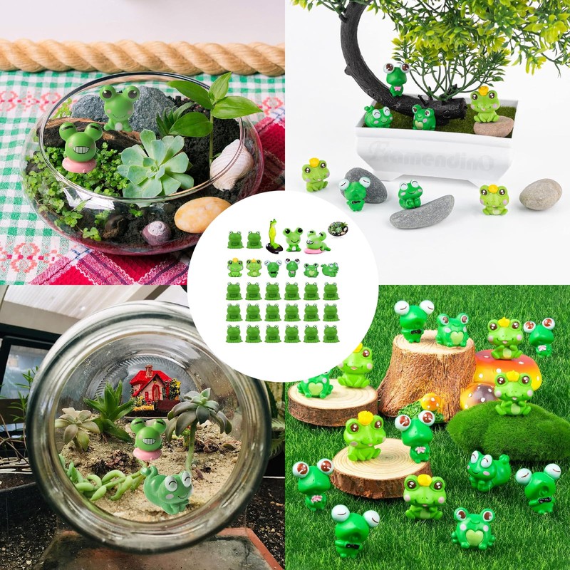 TICKLELY 29pcs Mini Resin Frog Figures, 10 Styles Mini Frog