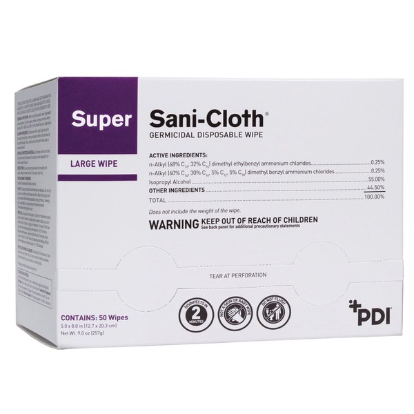 PDI PDI Super Sani-Cloth Germicidal Disposable Wipe, Large, Individual, 5"