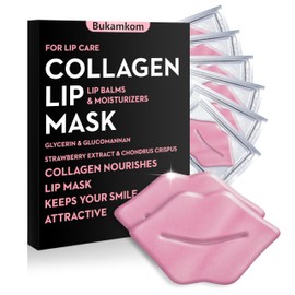 Bukamkom Collagen Pink Lip Mask 20 Pieces,Which can Provide Long-lasting Nourishment,Moisturization,Overnight Lip Mask Individually Wrapped Lip Patch
