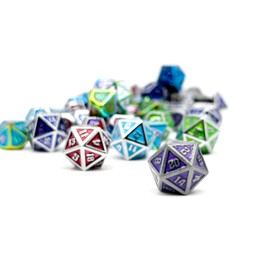 Mystery Gravestone Dice Sets by Norse Foundry - Zinc Alloy 14mm Polyhedral Solid Dice with Enamel Infusions - Compatible with Dungeons and Dragons DND RPG Table Games