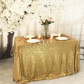 YZEO Gold 50"*72" Sequin Tablecloth Home Wedding Event Party Banquet Decoration Christmas Table Cloth Rectangle