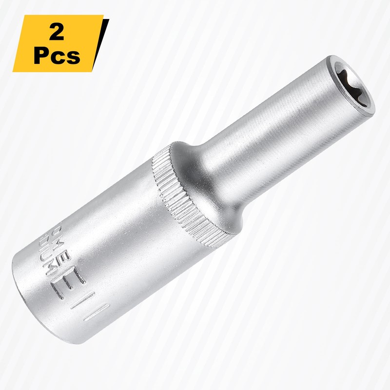 sourcing map 2pcs E-Torx Socket 1/2" Drive E11 External Torx