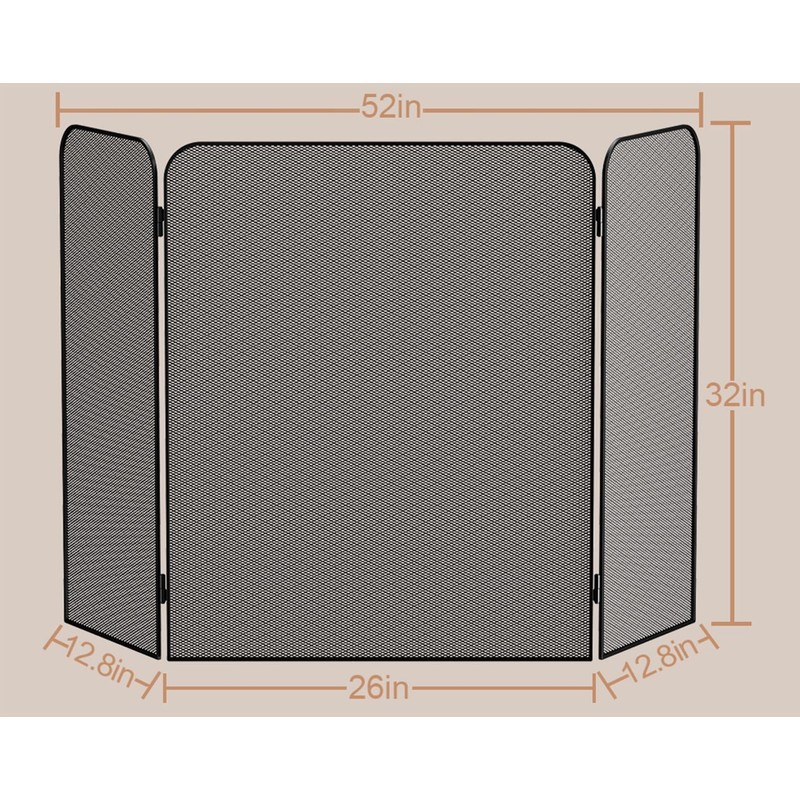 Fire Beauty 3-Panel Metal Fireplace Screen for Fireplace Fire Spark
