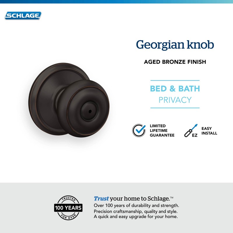 Schlage F40 GEO 716 Georgian Door Knob, Bed & Bath