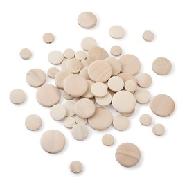 Craftdady 160pcs Unfinished Flat Round Wood Beads 15-30mm Blank Natural Wooden Circle Coin Disc Loose Beads for Jewelry Crafts Making Home Decoration Hole: 1.4-2.5m