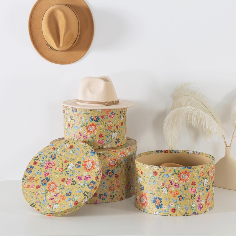 Soul & Lane Botanica Bliss Gold Round Hat Boxes with