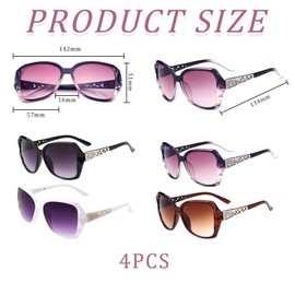 JTMKYO 4 Pieces Of Diamond-Enclosed Sunglasses, Fashionable And Trendy Sunglasses, Uv-Proof Sunglasses, Outdoor Wear Accessories.