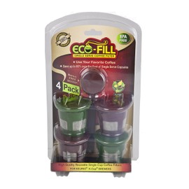 Perfect Pod Eco-Fill 4 Pack Refillable Capsules and Coffee Scoop, Keurig 1.0 compatible