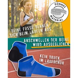 gigando 6 Pairs of Short Thin Running Socks for Men and Women, Lightweight and Breathable Sports Quarter Socks for Jogging, Marathon and Running to Stabilise Feet, 6 Pairs - Blue