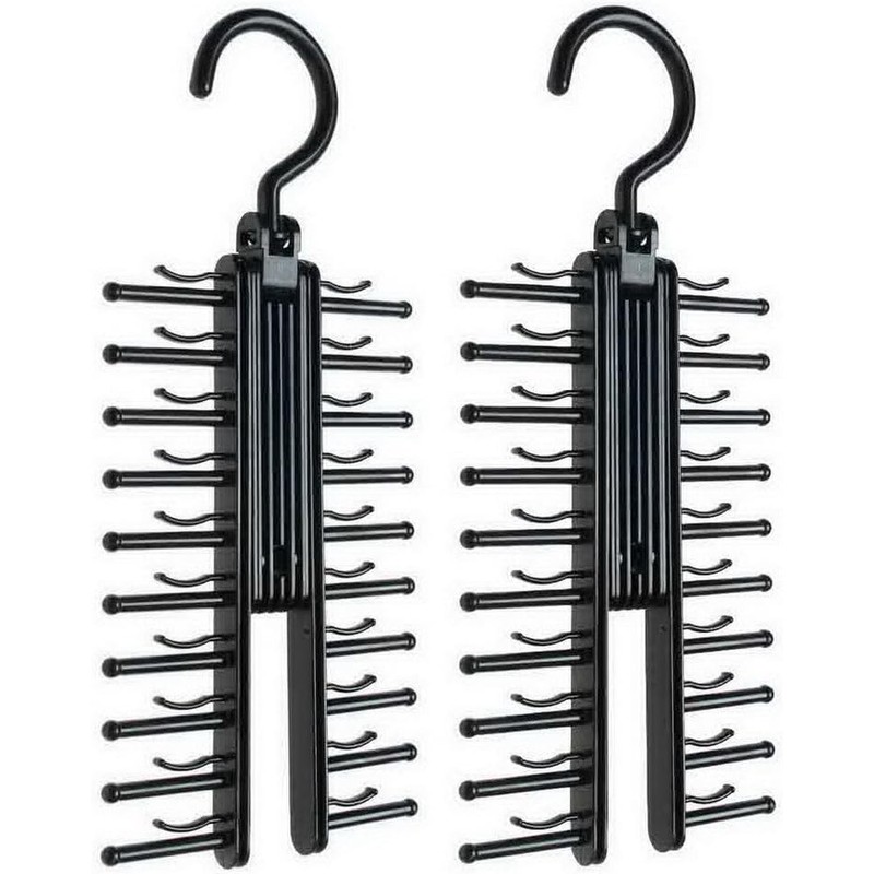 Upgraded 2 PCS Adjustable 20 Tie Rack Holder, 360° Rotating