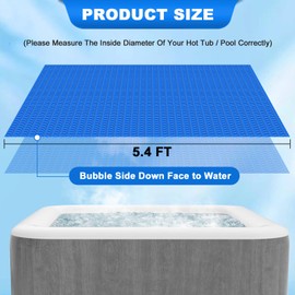 Kestnsee Solar Hot Tub Spa Bubble Covers Blanket 5.4 x 5.4 FT for Square Inflatable Hot Tub Spa Pool Thermal Insulation Floating Bubble Wrap Covers (165 x 165cm)