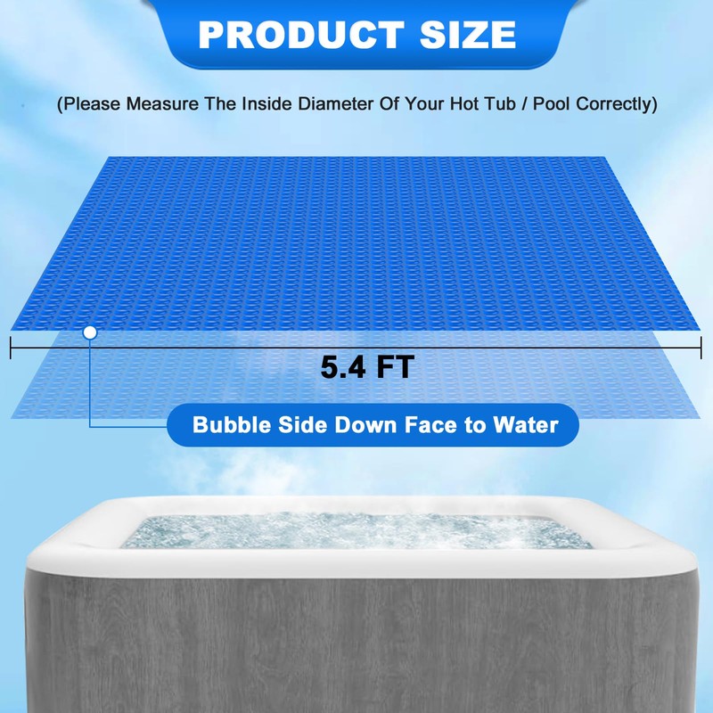 Kestnsee Solar Hot Tub Spa Bubble Covers Blanket 5.4 x