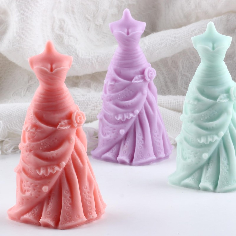Wedding Dress Candle Silicone Mold Princess Dress Resin Casting Molds