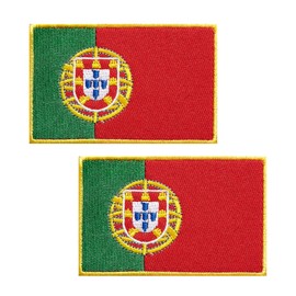 JBSJBS Portugal Flag Embroidered Patches Portuguese Flags Patch Portugal Military Tactical Patch Team Logo Decorations(2Pack)