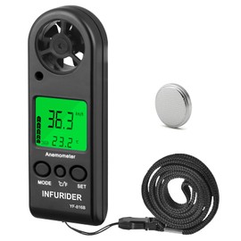 INFURIDER Wind Gauge, Digital Anemometer Handheld Wind Meter Gauge Air Flow Speed for Wind Speed Meter Air Temperature with Backlight Chill Max AVG