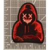 Retro Creepy Horror Red Black Hooded Vendetta Mask 3in Patch