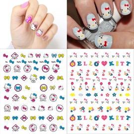 Cute Nail Art Stickers Cute Cartoon Nail Stickers for Acrylic Nails Supplies 3D Self Adhesive Kawaii Nail Design Charms Cute Nail Decals Women Little Girl Holiday Nail Art Decorations 5 Sheets