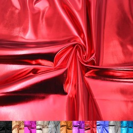 Texco Inc 60" Wide Poly Spandex-Metallic Foil Fabric-Sold by The Yard-185 GSM, Medium Weight, 2-Way Stretch-Apparel, Leggings, Dance Outfits, Party & DIY, Red 1 Yard