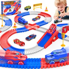 Aetyni Spider Race Car Track Set for Kids: Spider Toys for Boys 4-6 Flexible Tracks with 2 Electric Cars Toys for 3 4 5 6 7 Year Old Boys Birthday Gift for Toddler Kids Grandkids Age 3-5 6-8