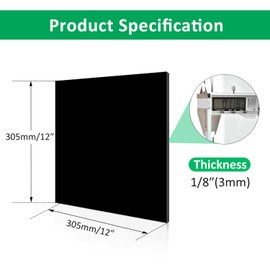 6 Pack 12x12 Plexiglass Sheets 1/8" Thick,3mm Black Acrylic Sheets, Black Plastic Board Polycarbonate Sheet for Handcrafts Signs, Painting, Acrylic Sign, Photo Frame,Weding Invitaton