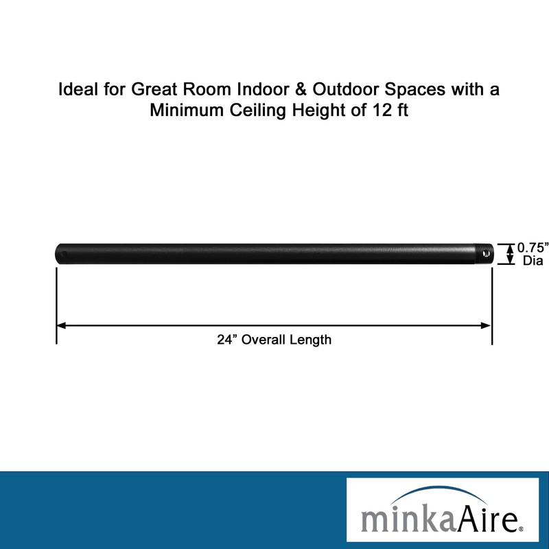 Minka-Aire 24 Inch Ceiling Fan Downrod - Coal - DR524-CL