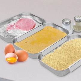 Oramics 3-Piece Stainless Steel Breading Set - Perfect Breading Street for the Kitchen - Space-saving and Versatile - 22 x 15 x 3 cm