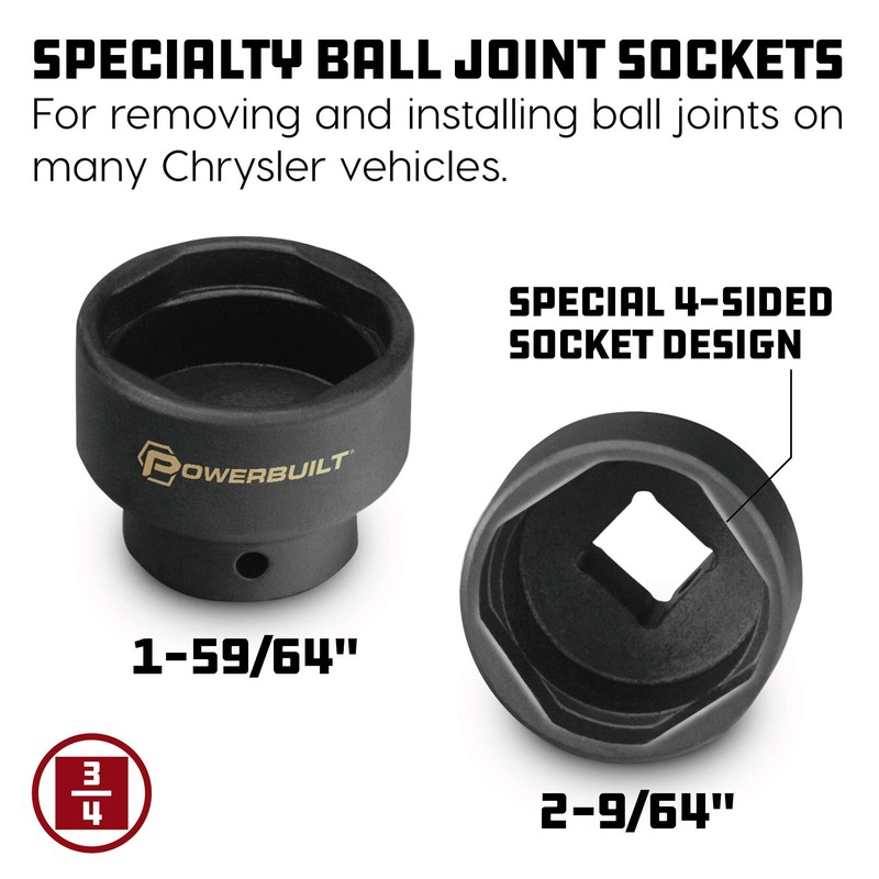 Alltrade Powerbuilt Specialty Ball Joint Sockets, Remove and Install Ball