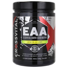 EAA Powder Crossvital Lemon & Lime Vegan 500 g with Vitamin B6 Mega Taste 1A Soluble Made in Germany