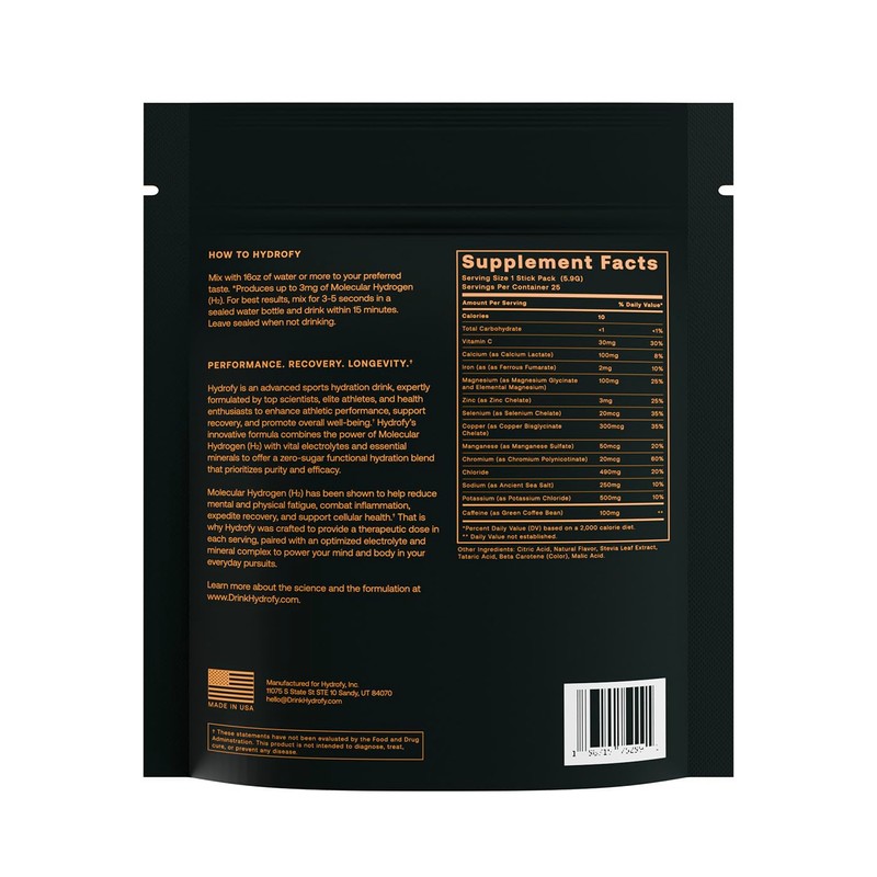 Hydrofy Hydrogen Water + Electrolytes Drink Mix | H2 Hydration