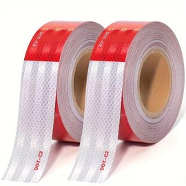 Ztaqbzbp DOT-C2 Reflective Safety Tape 2 inches x 200 feet red/White Eye-catching Tape Suitable for Vehicles, Trailers, Boats, and Signage Safety Reflective Tape