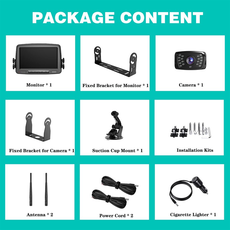 Nuoenx Wireless Backup Camera, 7 Inch Monitor Rear View Camera